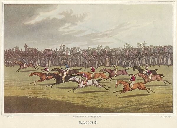 Racing. Illustration entitled Racing, depicting a meet, circa 1840