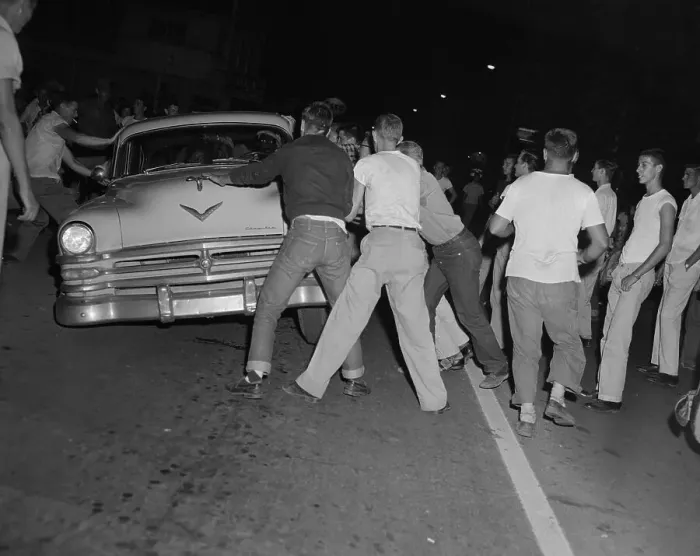 Framed Print : Racist Tennessee Mob Attacking a Car Framed Print : Racist Tennessee Mob Attacking a Car