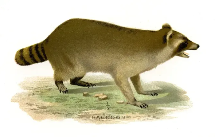 Framed Print : Racoon lithograph 1897 Framed Print : Racoon lithograph 1897