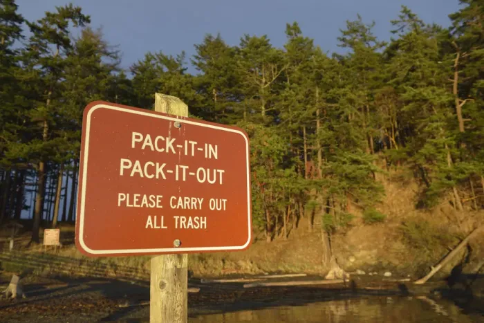 Framed Print : Rad sign informing to take all trash from park out, James Island, San Juan Islands, Washington State, USA Framed Print : Rad sign informing to take all trash from park out, James Island, San Juan Islands, Washington State, USA