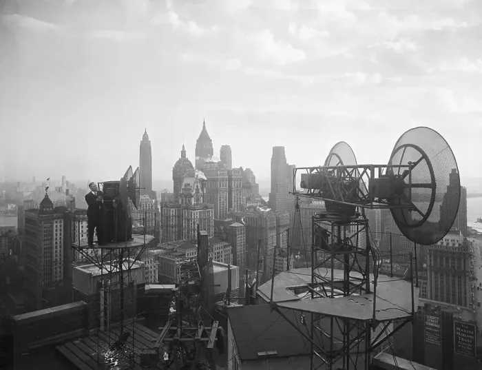 Framed Print : Radar Wave Transmitter Atop Manhattan Building Framed Print : Radar Wave Transmitter Atop Manhattan Building