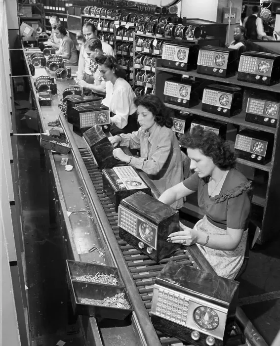 Framed Print : Radio Assembly Line in New York