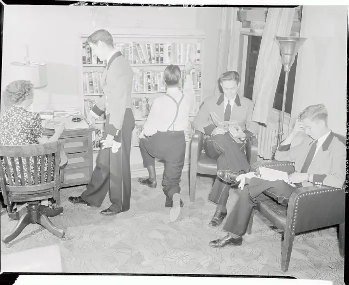 Framed Print : Radio City Music Hall Ushers Relaxing in Library Framed Print : Radio City Music Hall Ushers Relaxing in Library