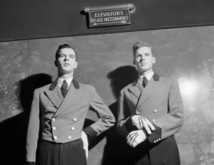 Framed Print : Two Radio City Music Hall Ushers Showing Signals Framed Print : Two Radio City Music Hall Ushers Showing Signals