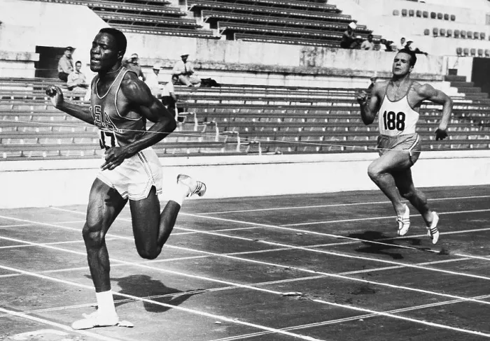 Framed Print : Rafer Johnson Wins Olympic 100 Meter Dash Framed Print : Rafer Johnson Wins Olympic 100 Meter Dash
