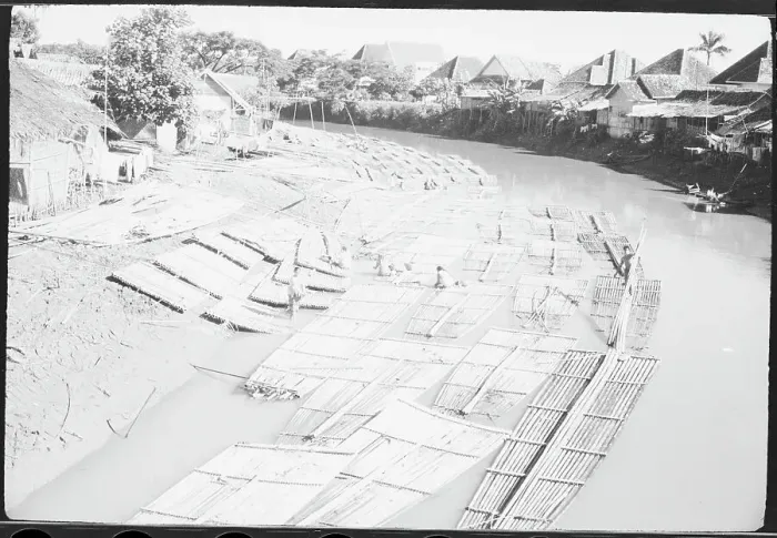 Framed Print : Rafts Built of Logs Floating in River