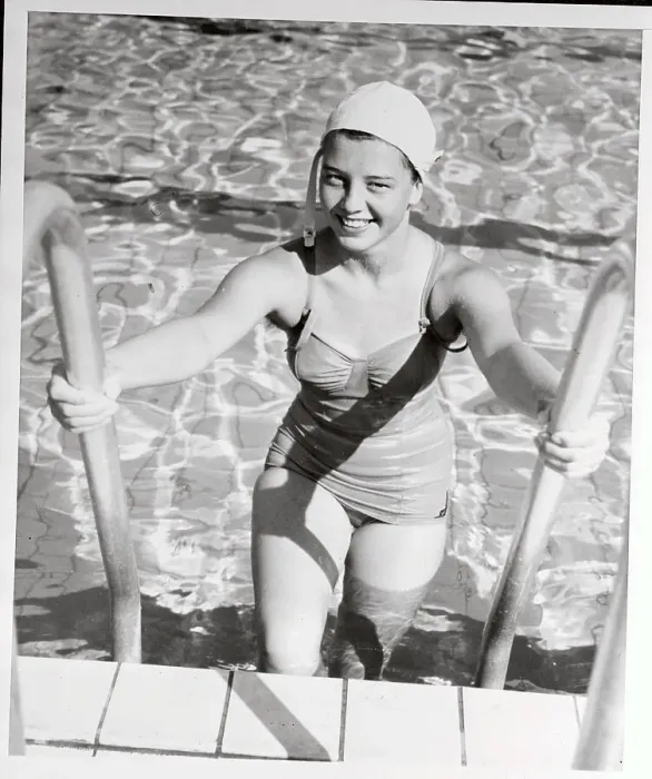Framed Print : Ragnhild Goetz Leaving Swimming Pool