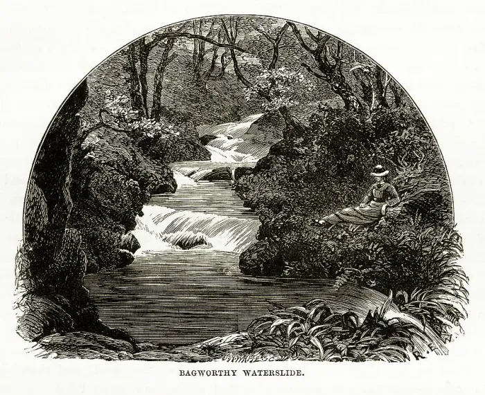 Framed Print : Ragworthy Waterslide, Exmoor, England Victorian Engraving, 1840 Framed Print : Ragworthy Waterslide, Exmoor, England Victorian Engraving, 1840