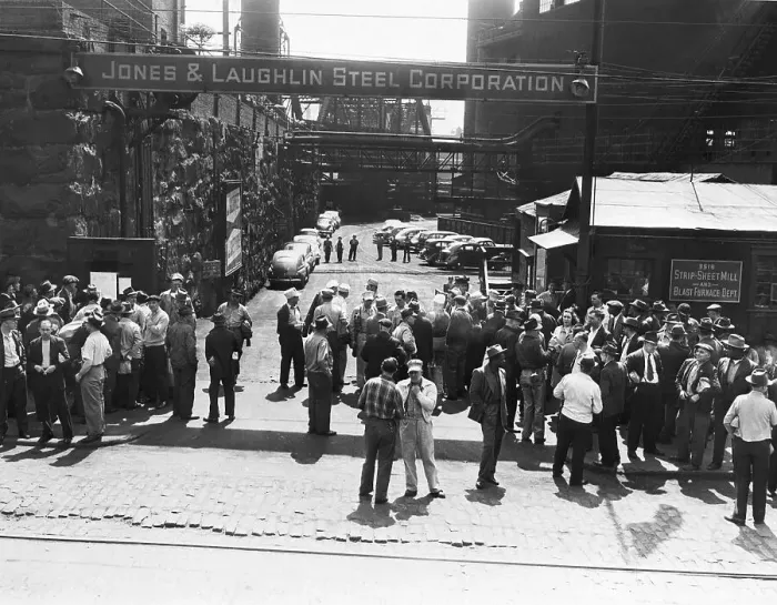 Framed Print : Railroad Employees Picket Steel Mill Framed Print : Railroad Employees Picket Steel Mill