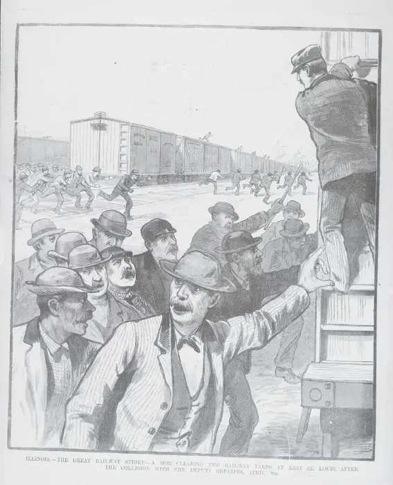 Framed Print : Railroad Strikers Displaying Negative Actions