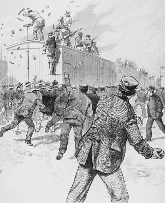 Framed Print : Railroad Strikers Displaying Negative Actions Framed Print : Railroad Strikers Displaying Negative Actions