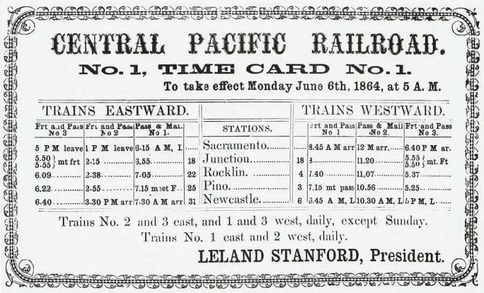 Framed Print : Railroad Timetable from 1864 Framed Print : Railroad Timetable from 1864