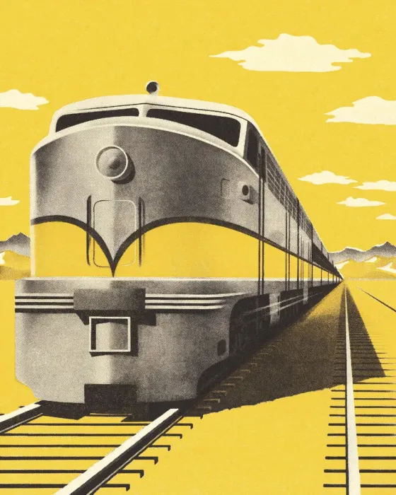Framed Print : Railroad Tracks and Train Framed Print : Railroad Tracks and Train