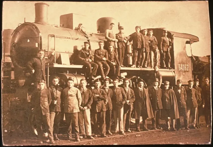 Framed Print : Railroad Workers with Train Framed Print : Railroad Workers with Train