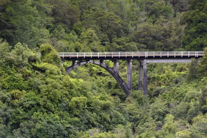 Framed Print : Railway bridge in the jungle, Charleston, West Coast Region, New Zealand Framed Print : Railway bridge in the jungle, Charleston, West Coast Region, New Zealand