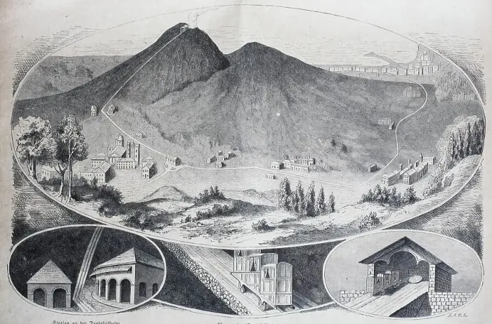 Framed Print : The railway line on the volcano Vesuvius near Naples, 1880, Italy, Historic, digitally restored reproduction of an original 19th-century artwork Framed Print : The railway line on the volcano Vesuvius near Naples, 1880, Italy, Historic, digitally restored reproduction of an original 19th-century artwork