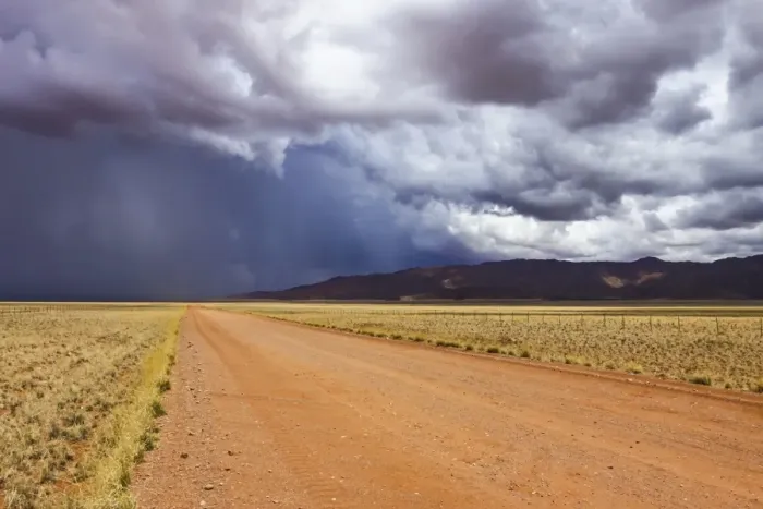 Framed Print : Rain front on the D707 road in the south of Namibia, Africa Framed Print : Rain front on the D707 road in the south of Namibia, Africa