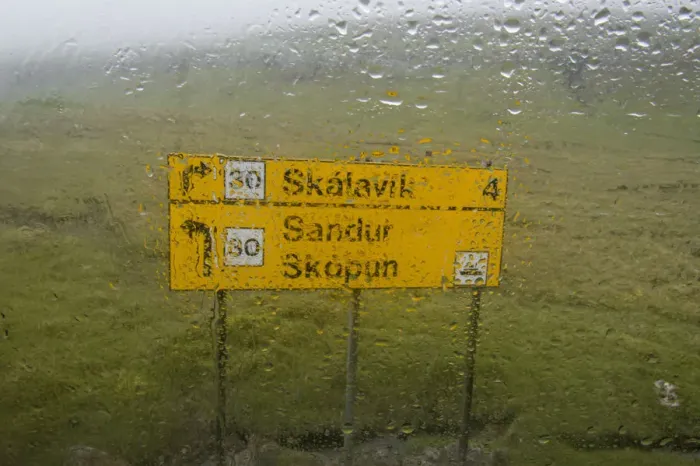 Framed Print : Rain on a windshield, signpost, Sandoy, Faroe Islands, Denmark Framed Print : Rain on a windshield, signpost, Sandoy, Faroe Islands, Denmark
