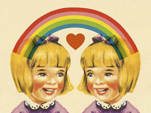 Rainbow and Happy Girl