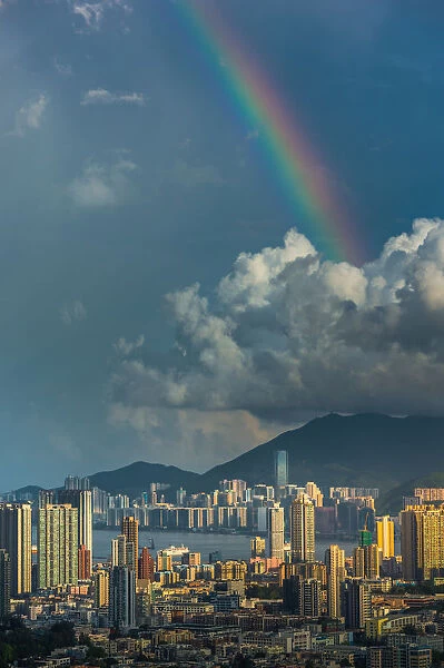 Rainbow over Hong Kong island