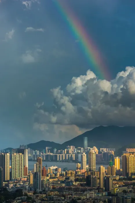 Framed Print : Rainbow over Hong Kong island Framed Print : Rainbow over Hong Kong island