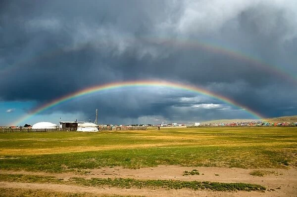 Rainbow at Karakorum of A-vAorkhangai Province Mongolia