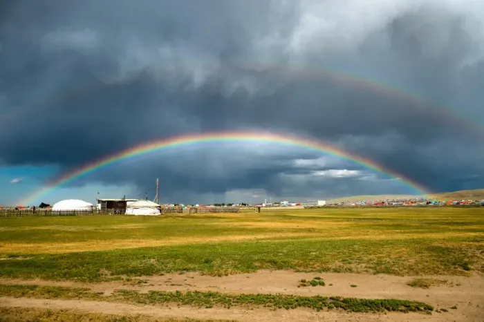 Framed Print : Rainbow at Karakorum of A-vAorkhangai Province Mongolia Framed Print : Rainbow at Karakorum of A-vAorkhangai Province Mongolia