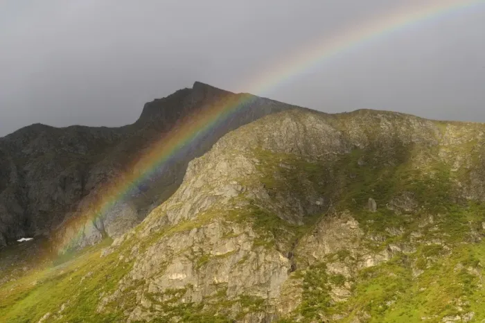 Framed Print : Rainbow, Lofoten, Northern Norway, Norway, Scandinavia, Europe