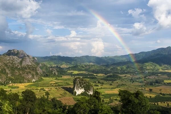 Rainbow and the a unique mountain