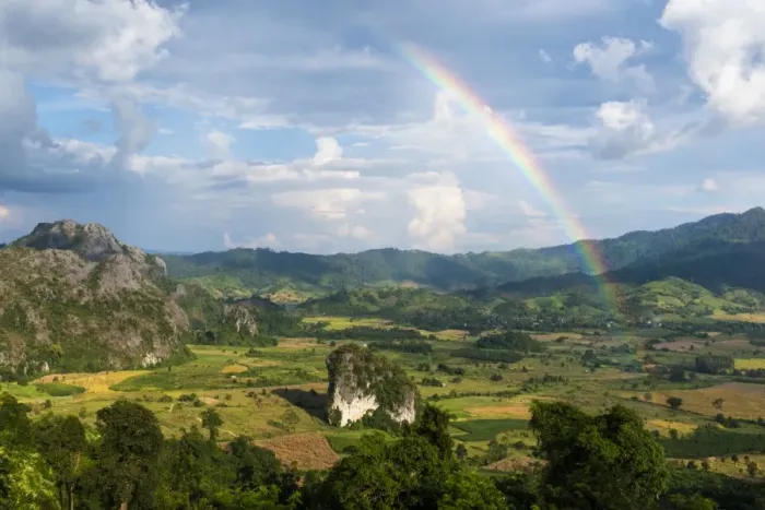 Framed Print : Rainbow and the a unique mountain Framed Print : Rainbow and the a unique mountain