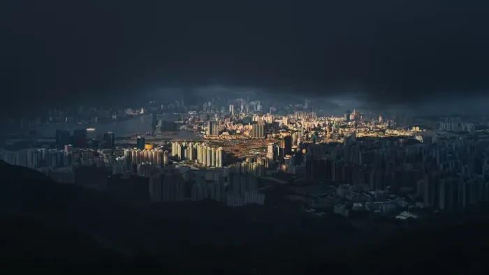 Framed Print : A raind cloud over Hong Kong city Framed Print : A raind cloud over Hong Kong city