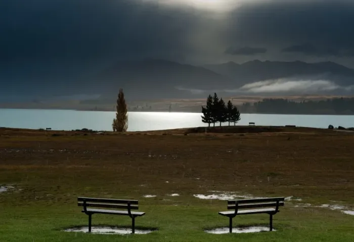 Framed Print : Raining at lake tekapo