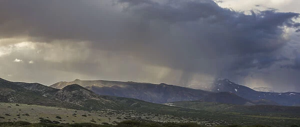 Rainy weather over the mountains in the evening, Mendoza province, Argentina