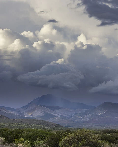 Rainy weather over the mountains in the evening, Mendoza province, Argentina