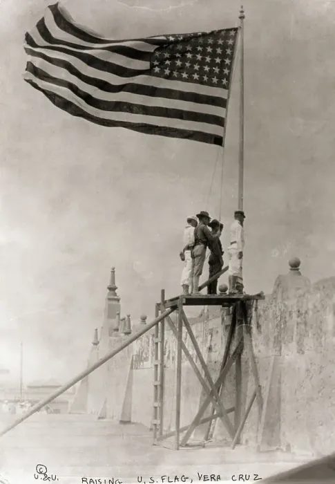 Framed Print : Raising of US Flag at Vera Cruz Framed Print : Raising of US Flag at Vera Cruz