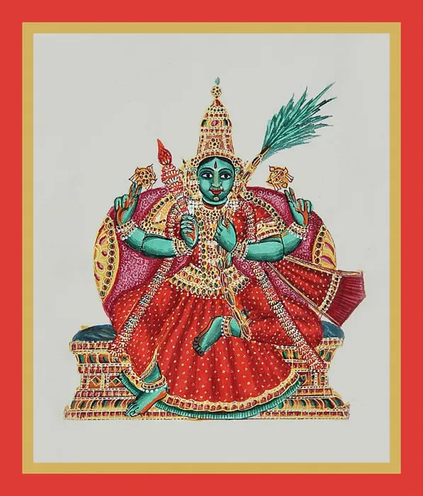 Framed Print : Rajarajesvari seated in lalitasana on a throne Framed Print : Rajarajesvari seated in lalitasana on a throne
