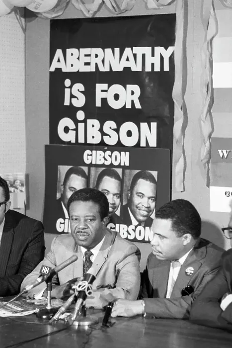 Framed Print : Ralph Abernathy at Press Conference with Ken Gibson Framed Print : Ralph Abernathy at Press Conference with Ken Gibson