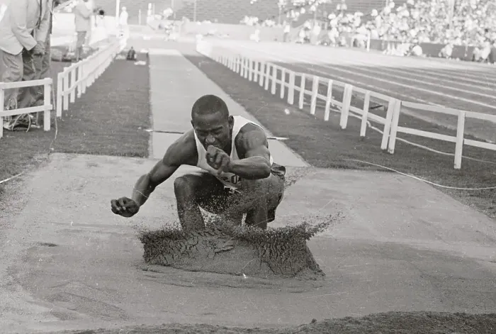 Framed Print : Ralph Boston Landing on His Record Breaking Olympic Jump Framed Print : Ralph Boston Landing on His Record Breaking Olympic Jump