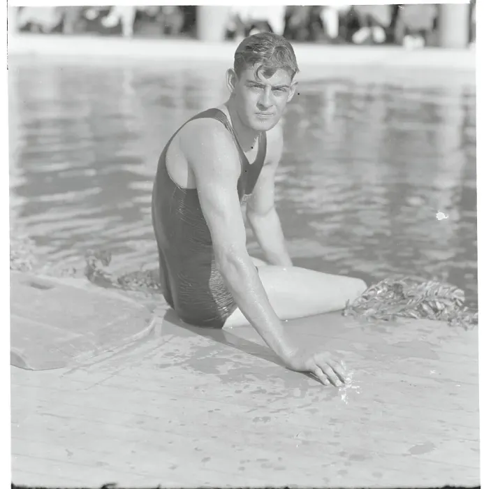 Framed Print : Ralph Flanagan Posing by Pool Framed Print : Ralph Flanagan Posing by Pool