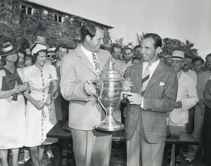 Framed Print : Ralph Guldahl and Sam Snead Sharing Trophy Framed Print : Ralph Guldahl and Sam Snead Sharing Trophy