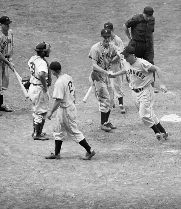 Framed Print : Ralph Kiner Homer Teammates Congratulate Framed Print : Ralph Kiner Homer Teammates Congratulate