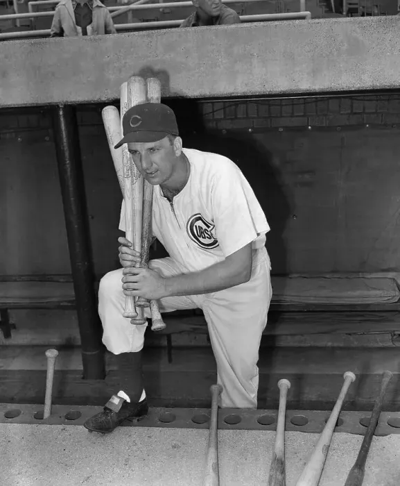 Framed Print : Ralph Kiner Posing in Dugout with Bat Framed Print : Ralph Kiner Posing in Dugout with Bat
