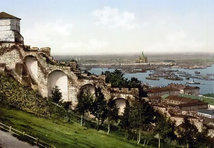 Framed Print : From the ramparts of the Kremlin, Nigni-Novgorod, Nizhnii Novgorod, Russia, c. 1890, Historic, digitally enhanced reproduction of a photochrome print of the period