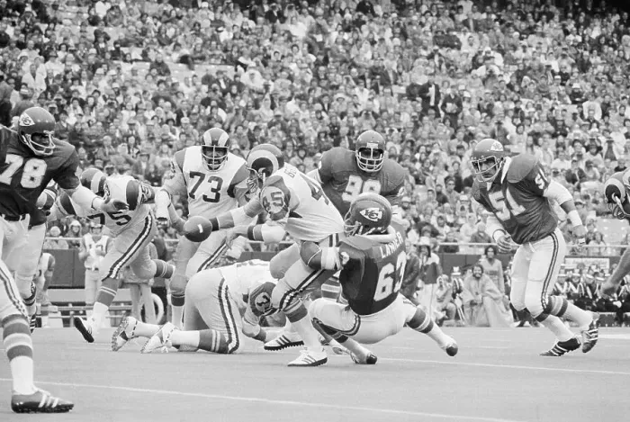 Framed Print : Rams Jim Bertelsen Fumbling Ball Framed Print : Rams Jim Bertelsen Fumbling Ball