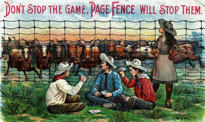 Framed Print : Ranchers Playing Cards In Front Of Fence