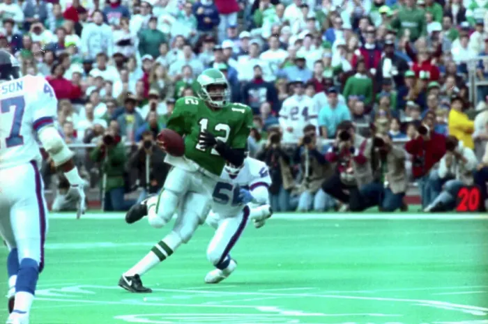 Framed Print : Randall Cunningham Avoiding Tackle Framed Print : Randall Cunningham Avoiding Tackle