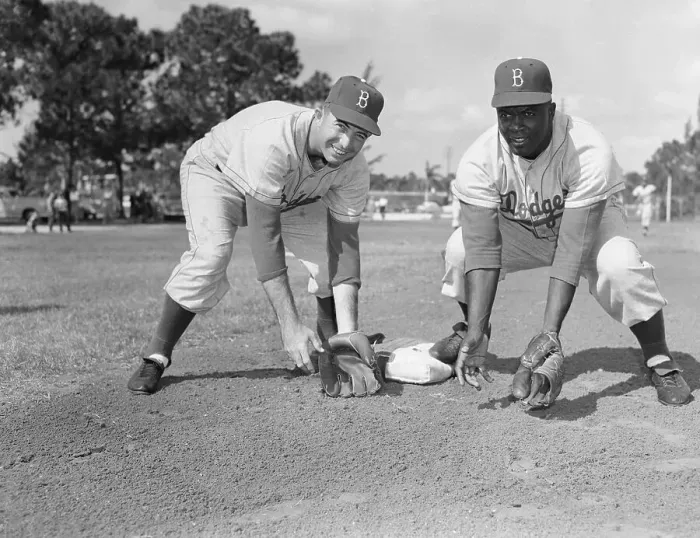 Framed Print : Randy Jackson and Jackie Robinson Both Playing Base Framed Print : Randy Jackson and Jackie Robinson Both Playing Base