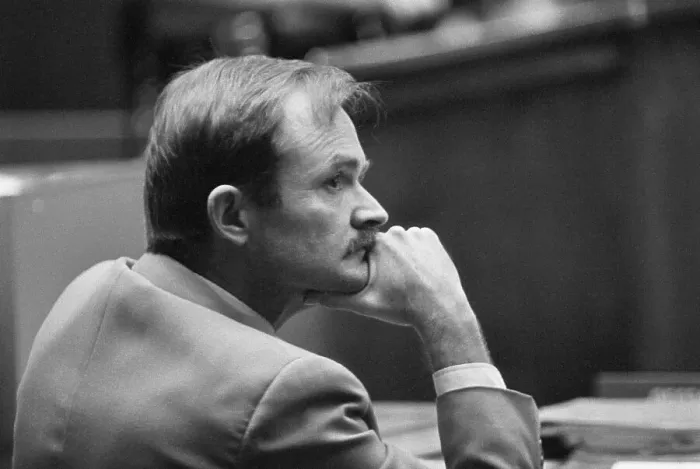 Framed Print : Randy Kraft Listens To Testimony Framed Print : Randy Kraft Listens To Testimony