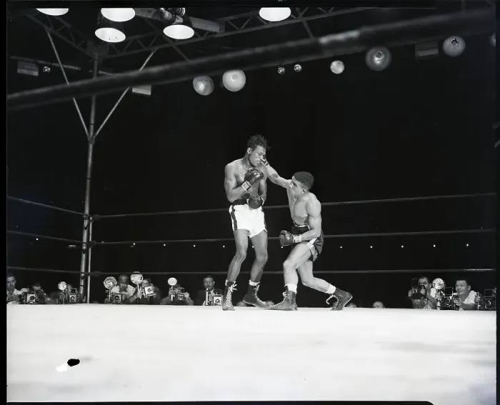 Framed Print : Randy Turpin Delivering Punch Framed Print : Randy Turpin Delivering Punch