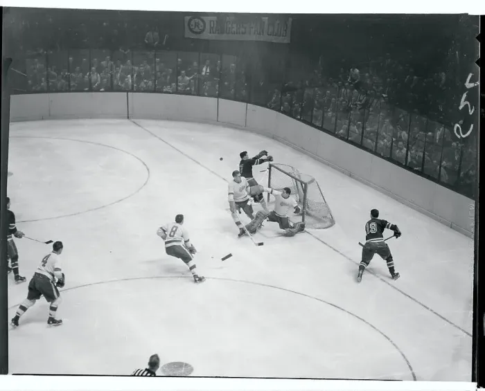 Framed Print : Rangers and Red Wings Playing Ice Hockey